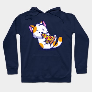 Cute Cat Eating Pizza Cartoon Hoodie